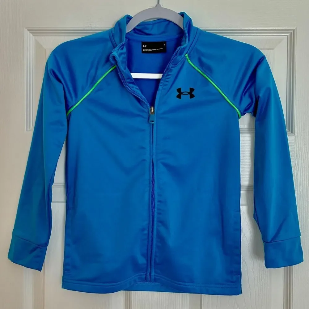 Under Armour Jacket Girl’s 7 Blue Full Zip Athletic Activewear Athleisure Sporty